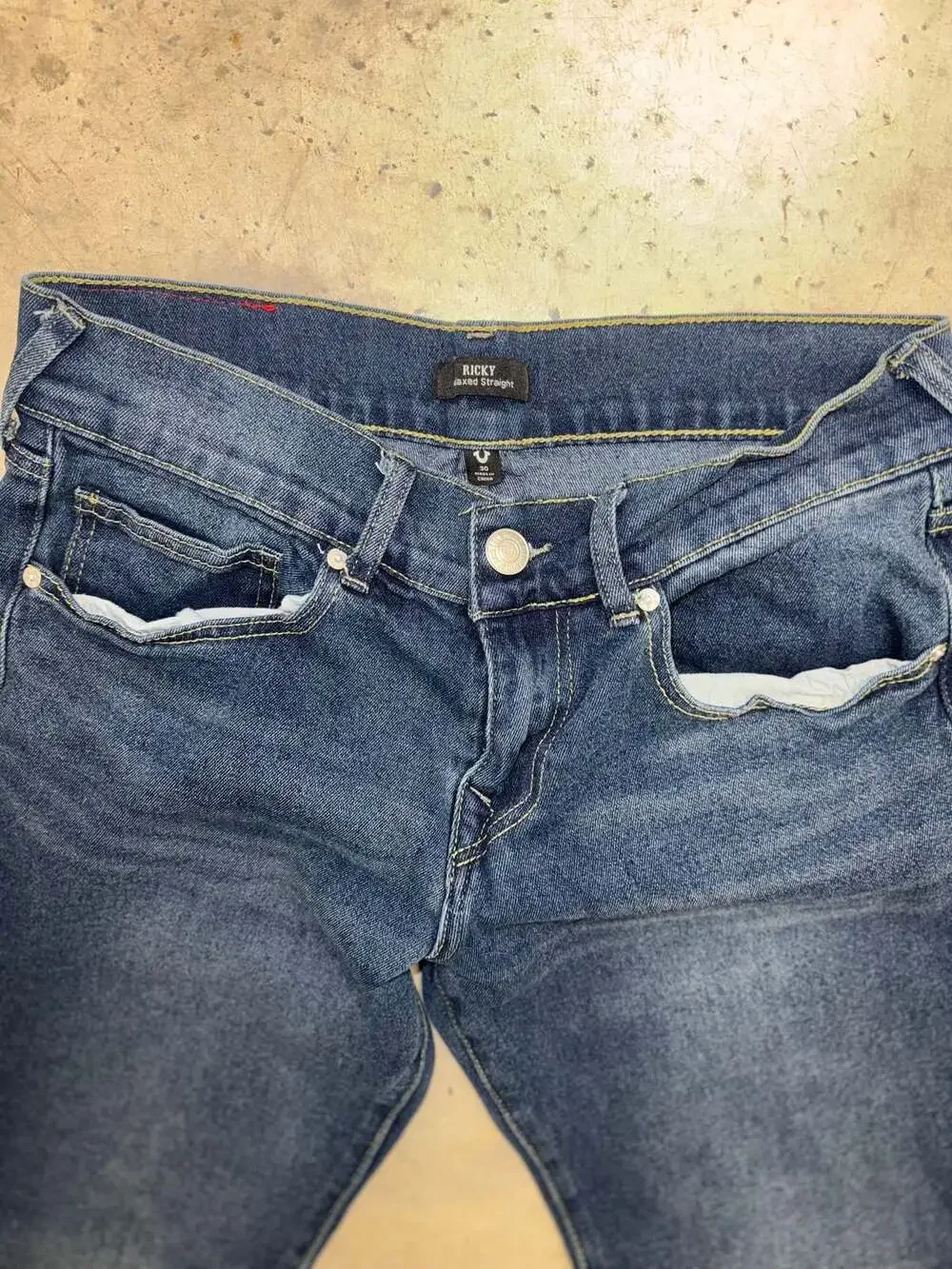 True Religion Ricky Relaxed Straight Men's Jeans Size 30 Dark Wash